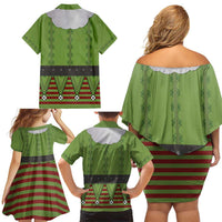 Christmas Costume Elf Family Matching Off Shoulder Short Dress and Hawaiian Shirt Classic Green Xmas Style - Wonder Print Shop