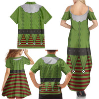 Christmas Costume Elf Family Matching Summer Maxi Dress and Hawaiian Shirt Classic Green Xmas Style - Wonder Print Shop