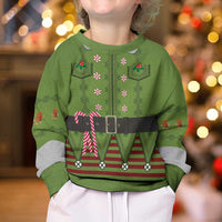 Christmas Costume Elf Kid Ugly Christmas Sweater Classic Green Xmas Style - Wonder Print Shop