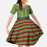 Christmas Costume Elf Kid Short Sleeve Dress Classic Green Xmas Style - Wonder Print Shop