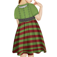 Christmas Costume Elf Kid Short Sleeve Dress Classic Green Xmas Style - Wonder Print Shop