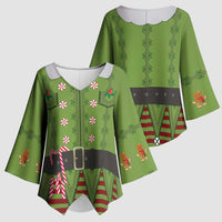 Christmas Costume Elf Kimono Sleeve Blouse Classic Green Xmas Style - Wonder Print Shop