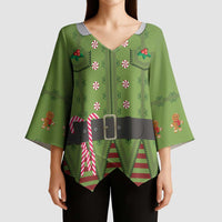 Christmas Costume Elf Kimono Sleeve Blouse Classic Green Xmas Style - Wonder Print Shop
