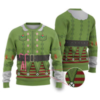 Christmas Costume Elf Ugly Christmas Sweater Classic Green Xmas Style - Wonder Print Shop