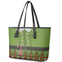 Christmas Costume Elf Leather Tote Bag Classic Green Xmas Style - Wonder Print Shop