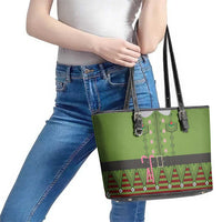 Christmas Costume Elf Leather Tote Bag Classic Green Xmas Style - Wonder Print Shop