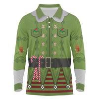 Christmas Costume Elf Long Sleeve Polo Shirt Classic Green Xmas Style - Wonder Print Shop
