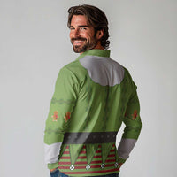 Christmas Costume Elf Long Sleeve Polo Shirt Classic Green Xmas Style - Wonder Print Shop