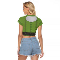 Christmas Costume Elf Raglan Cropped T Shirt Classic Green Xmas Style - Wonder Print Shop