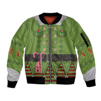 Christmas Costume Elf Sleeve Zip Bomber Jacket Classic Green Xmas Style - Wonder Print Shop