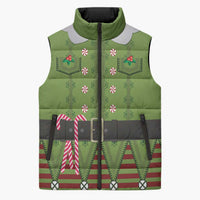 Christmas Costume Elf Sleeveless Puffer Jacket Classic Green Xmas Style - Wonder Print Shop