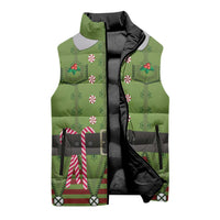 Christmas Costume Elf Sleeveless Puffer Jacket Classic Green Xmas Style - Wonder Print Shop