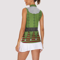 Christmas Costume Elf Women Sleeveless Polo Shirt Classic Green Xmas Style - Wonder Print Shop
