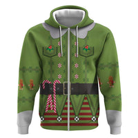 Christmas Costume Elf Zip Hoodie Classic Green Xmas Style - Wonder Print Shop