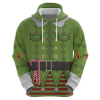 Christmas Costume Elf Zip Hoodie Classic Green Xmas Style - Wonder Print Shop
