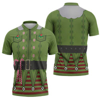 Christmas Costume Elf Zipper Polo Shirt Classic Green Xmas Style - Wonder Print Shop