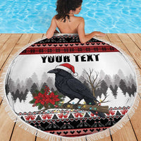 F Caw F Christmas Raven Personalized Beach Blanket Holiday Crow Festive - Wonder Print Shop