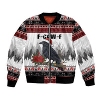 F Caw F Christmas Raven Personalized Bomber Jacket Holiday Crow Festive - Wonder Print Shop