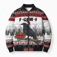 F Caw F Christmas Raven Personalized Bomber Puffer Jacket Holiday Crow Festive - Wonder Print Shop