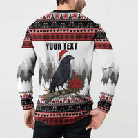 F Caw F Christmas Raven Personalized Button Sweatshirt Holiday Crow Festive - Wonder Print Shop