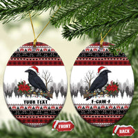 F Caw F Christmas Raven Personalized Ceramic Ornament Holiday Crow Festive - Wonder Print Shop