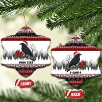 F Caw F Christmas Raven Personalized Ceramic Ornament Holiday Crow Festive - Wonder Print Shop