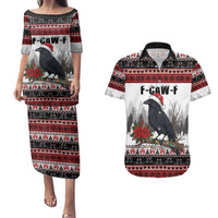 F Caw F Christmas Raven Personalized Couples Matching Puletasi and Hawaiian Shirt Holiday Crow Festive - Wonder Print Shop