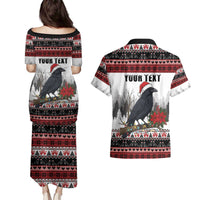 F Caw F Christmas Raven Personalized Couples Matching Puletasi and Hawaiian Shirt Holiday Crow Festive - Wonder Print Shop