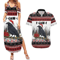 F Caw F Christmas Raven Personalized Couples Matching Summer Maxi Dress and Hawaiian Shirt Holiday Crow Festive - Wonder Print Shop