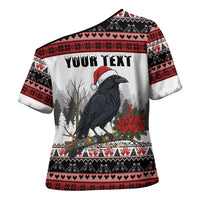 F Caw F Christmas Raven Personalized Cross Shoulder Shirt Holiday Crow Festive - Wonder Print Shop