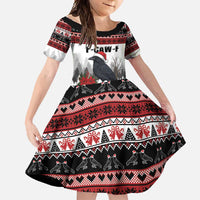 F Caw F Christmas Raven Personalized Family Matching Off Shoulder Maxi Dress and Hawaiian Shirt Holiday Crow Festive - Wonder Print Shop