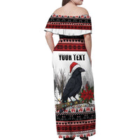 F Caw F Christmas Raven Personalized Family Matching Off Shoulder Maxi Dress and Hawaiian Shirt Holiday Crow Festive - Wonder Print Shop