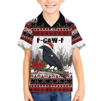 F Caw F Christmas Raven Personalized Family Matching Off Shoulder Maxi Dress and Hawaiian Shirt Holiday Crow Festive - Wonder Print Shop