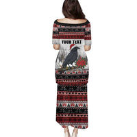 F Caw F Christmas Raven Personalized Family Matching Puletasi and Hawaiian Shirt Holiday Crow Festive - Wonder Print Shop