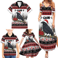 F Caw F Christmas Raven Personalized Family Matching Summer Maxi Dress and Hawaiian Shirt Holiday Crow Festive - Wonder Print Shop