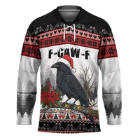 F Caw F Christmas Raven Personalized Hockey Jersey Holiday Crow Festive - Wonder Print Shop