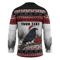 F Caw F Christmas Raven Personalized Hockey Jersey Holiday Crow Festive - Wonder Print Shop