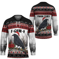 F Caw F Christmas Raven Personalized Hockey Jersey Holiday Crow Festive - Wonder Print Shop