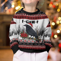 F Caw F Christmas Raven Personalized Kid Ugly Christmas Sweater Holiday Crow Festive - Wonder Print Shop