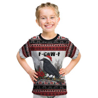 F Caw F Christmas Raven Personalized Kid T Shirt Holiday Crow Festive - Wonder Print Shop