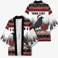 F Caw F Christmas Raven Personalized Kimono Holiday Crow Festive - Wonder Print Shop