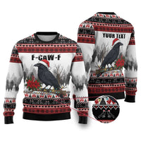 F Caw F Christmas Raven Personalized Ugly Christmas Sweater Holiday Crow Festive - Wonder Print Shop