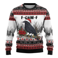 F Caw F Christmas Raven Personalized Ugly Christmas Sweater Holiday Crow Festive - Wonder Print Shop