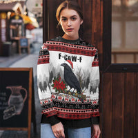 F Caw F Christmas Raven Personalized Ugly Christmas Sweater Holiday Crow Festive - Wonder Print Shop