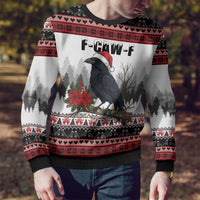 F Caw F Christmas Raven Personalized Ugly Christmas Sweater Holiday Crow Festive - Wonder Print Shop
