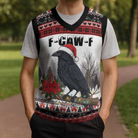 F Caw F Christmas Raven Personalized Christmas Knitted V-Neck Vest Holiday Crow Festive - Wonder Print Shop