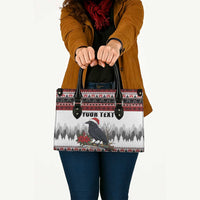 F Caw F Christmas Raven Personalized Leather Bag Holiday Crow Festive - Wonder Print Shop