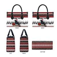 F Caw F Christmas Raven Personalized Leather Bag Holiday Crow Festive - Wonder Print Shop