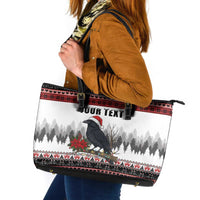 F Caw F Christmas Raven Personalized Leather Tote Bag Holiday Crow Festive - Wonder Print Shop
