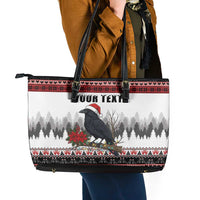 F Caw F Christmas Raven Personalized Leather Tote Bag Holiday Crow Festive - Wonder Print Shop